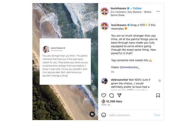 how to be an influencer - lewishowes inspirational instagram