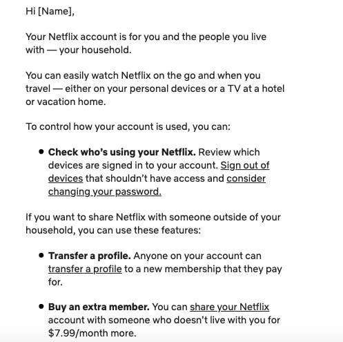 post about Netflix rolling out paid sharing in U.S.
