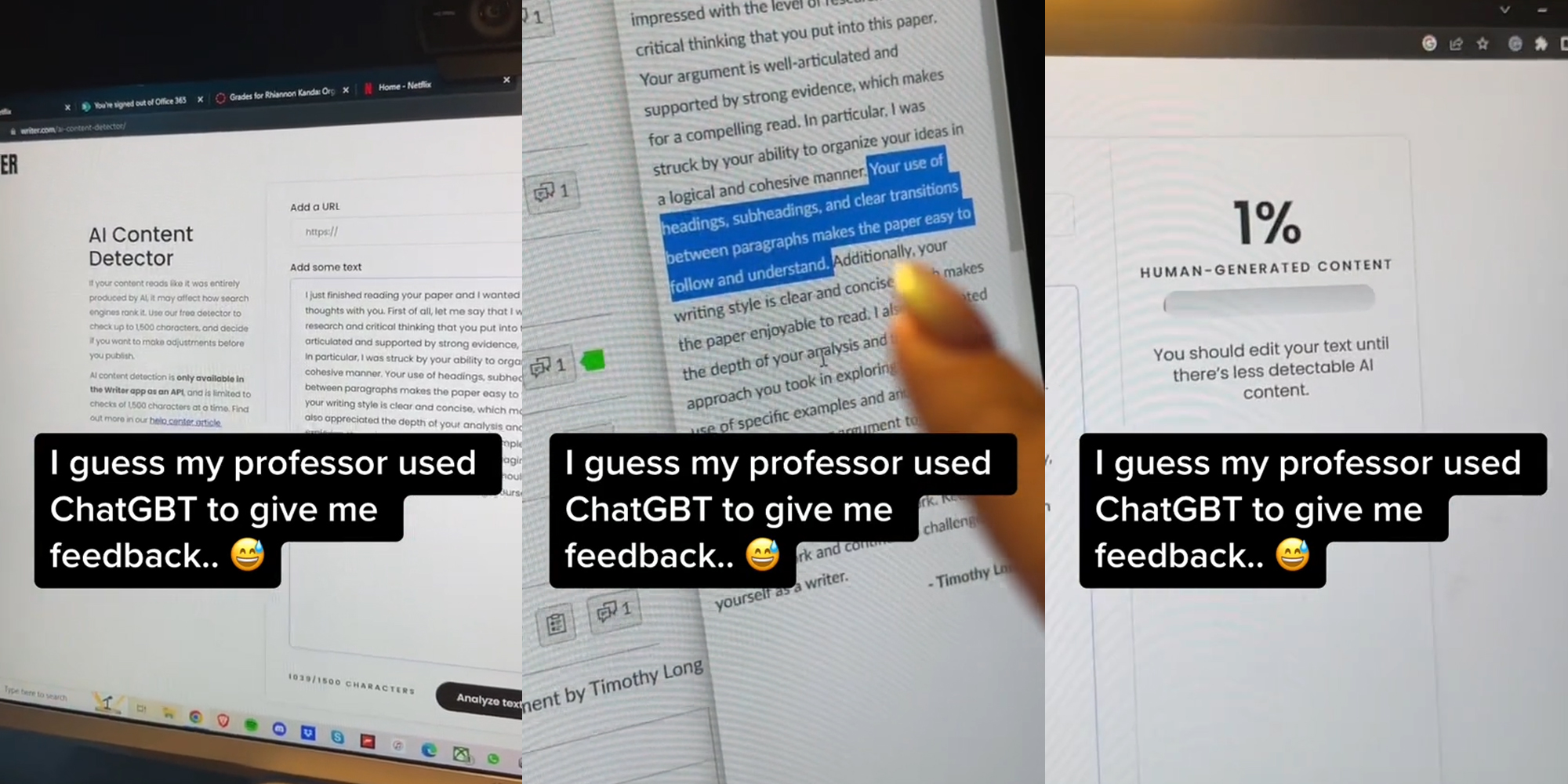 Student Catches Professor Using AI To Give Her Feedback