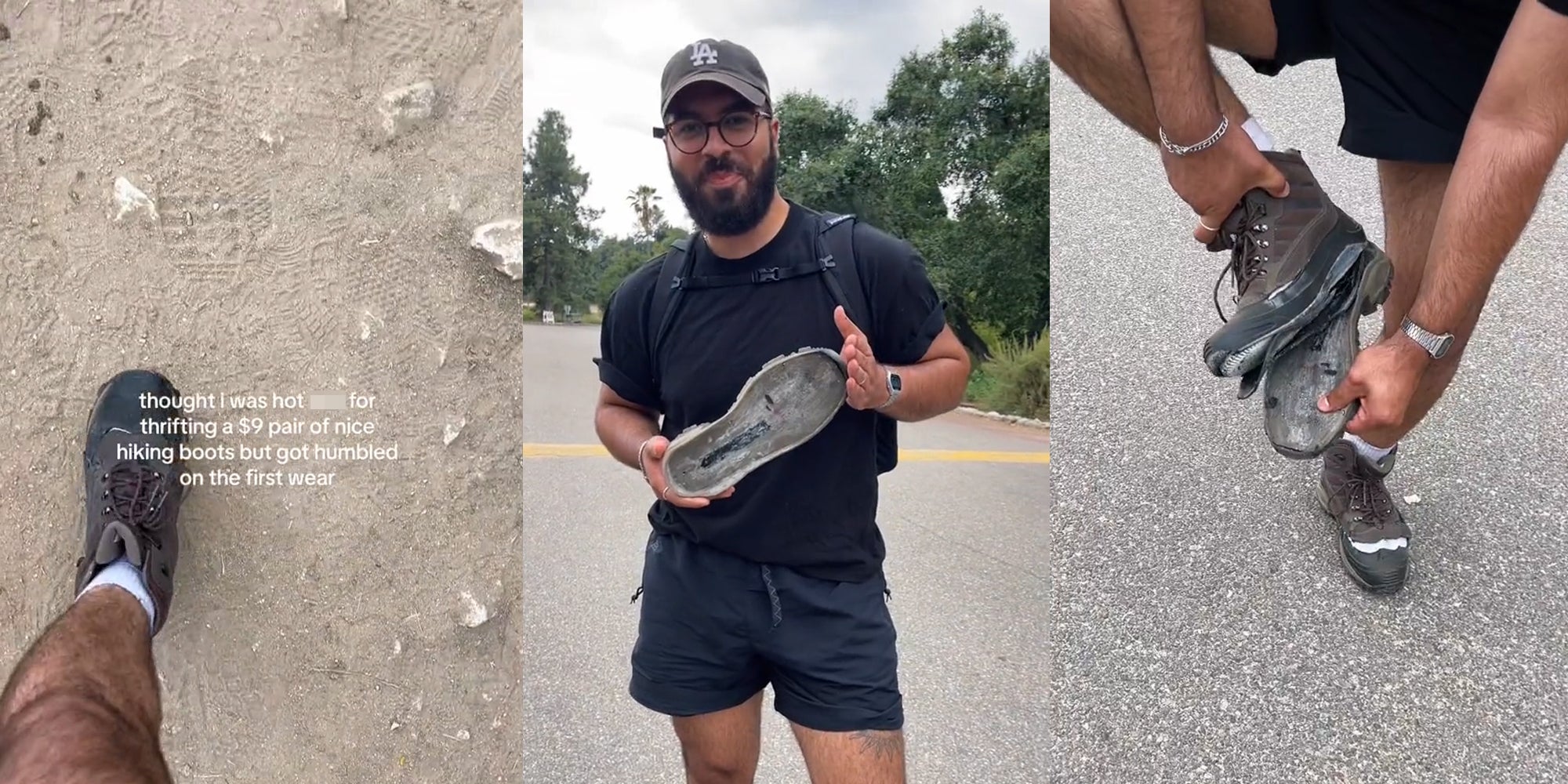 Man's Thrifted Hiking Boots Fall Apart First Time He Wears Them