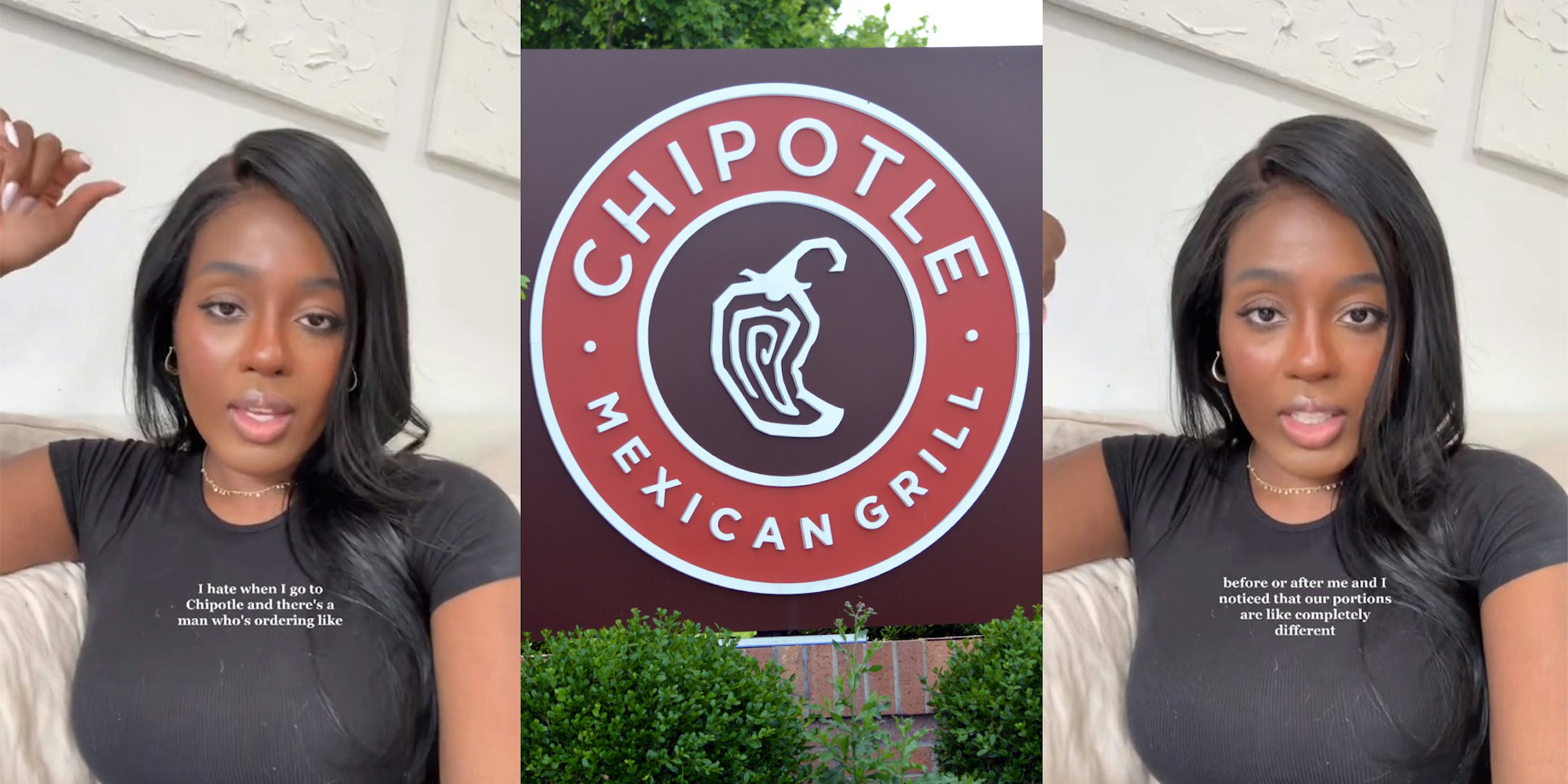 Woman calls out getting less food than male customers at Chipotle