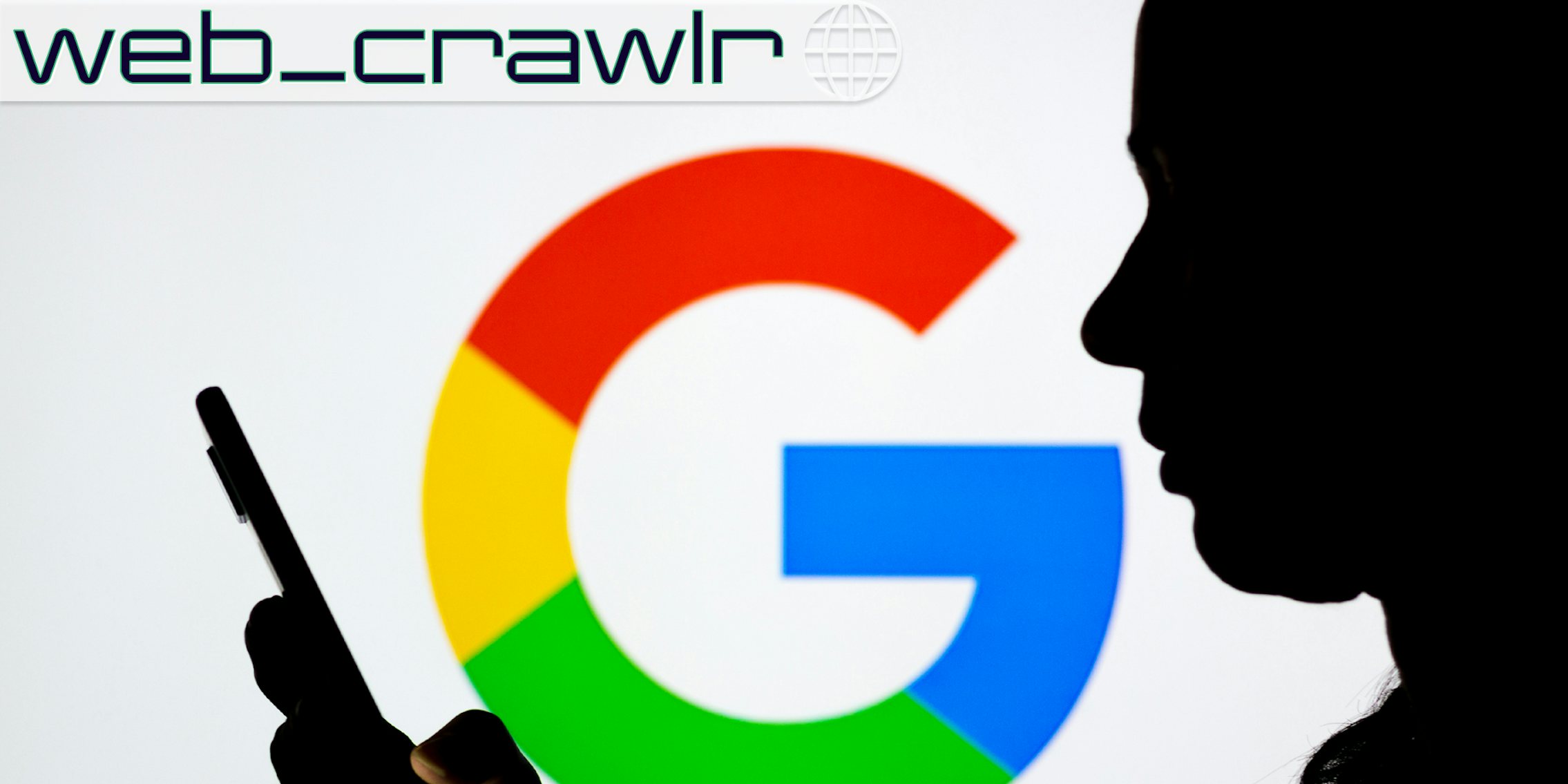 A person holding a phone. The Google logo is in the background. The Daily Dot newsletter web_crawlr logo is in the top left corner.
