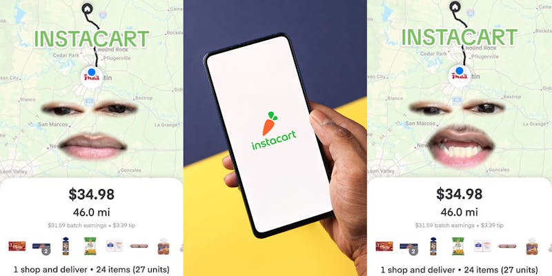 Instacart shopper receives Fiesta order that's 46 miles away. The customer tipped $3