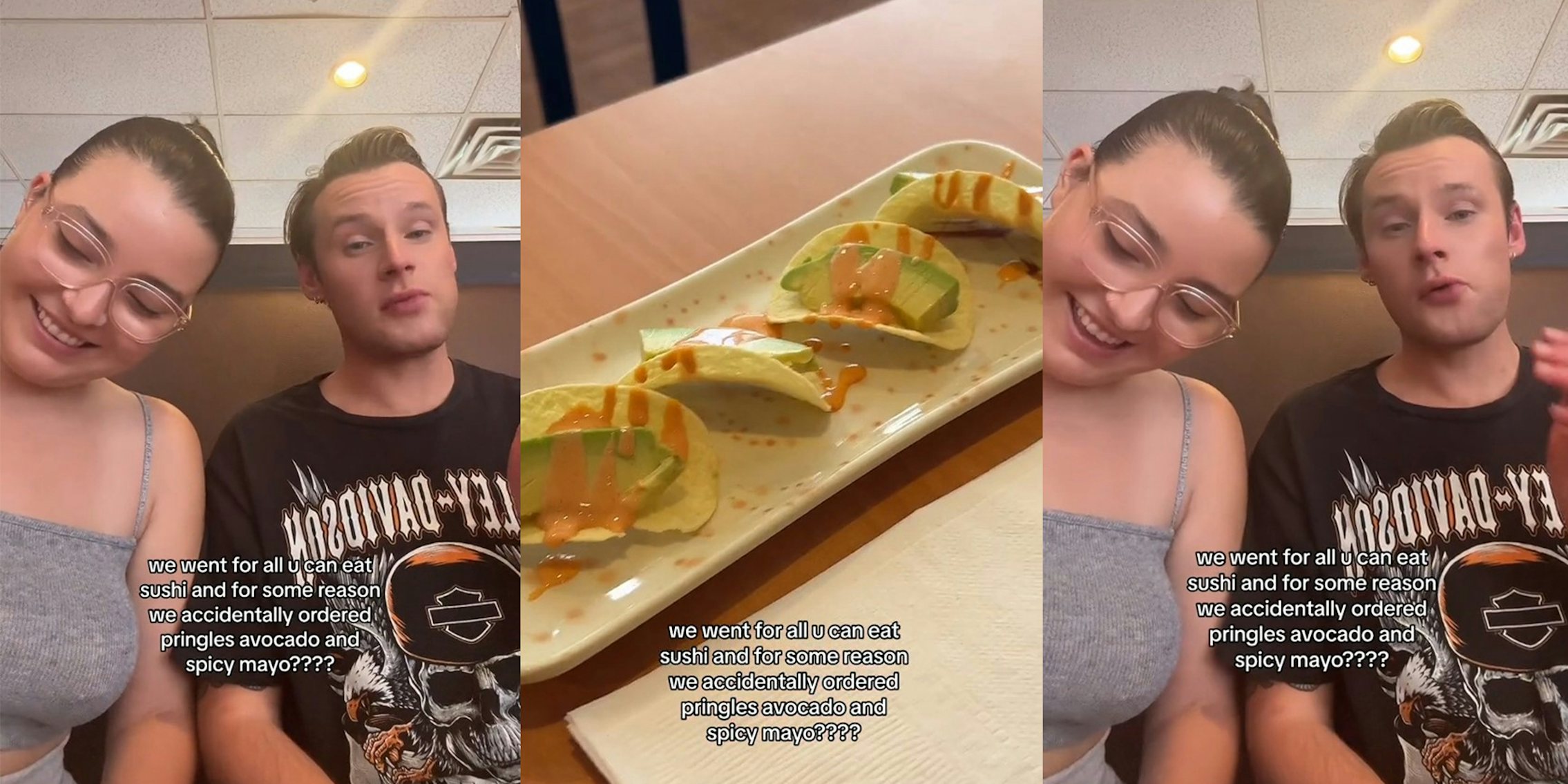 Customers go to all-you-can-eat sushi, they get served 'Pringles' with avocado and spicy mayo