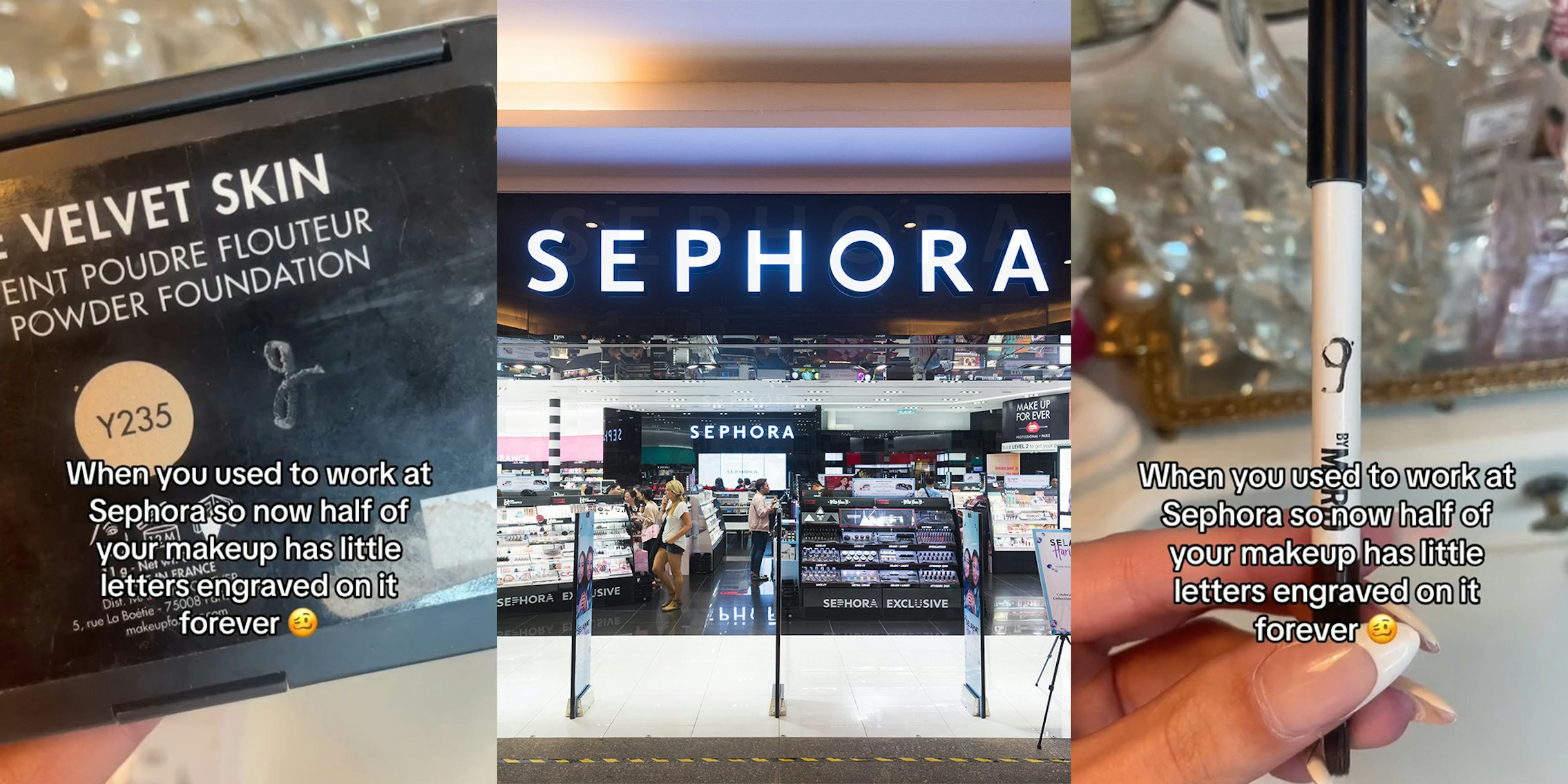 Sephora employee shares how all her makeup had to be engraved with letters. It's a loss-prevention tactic
