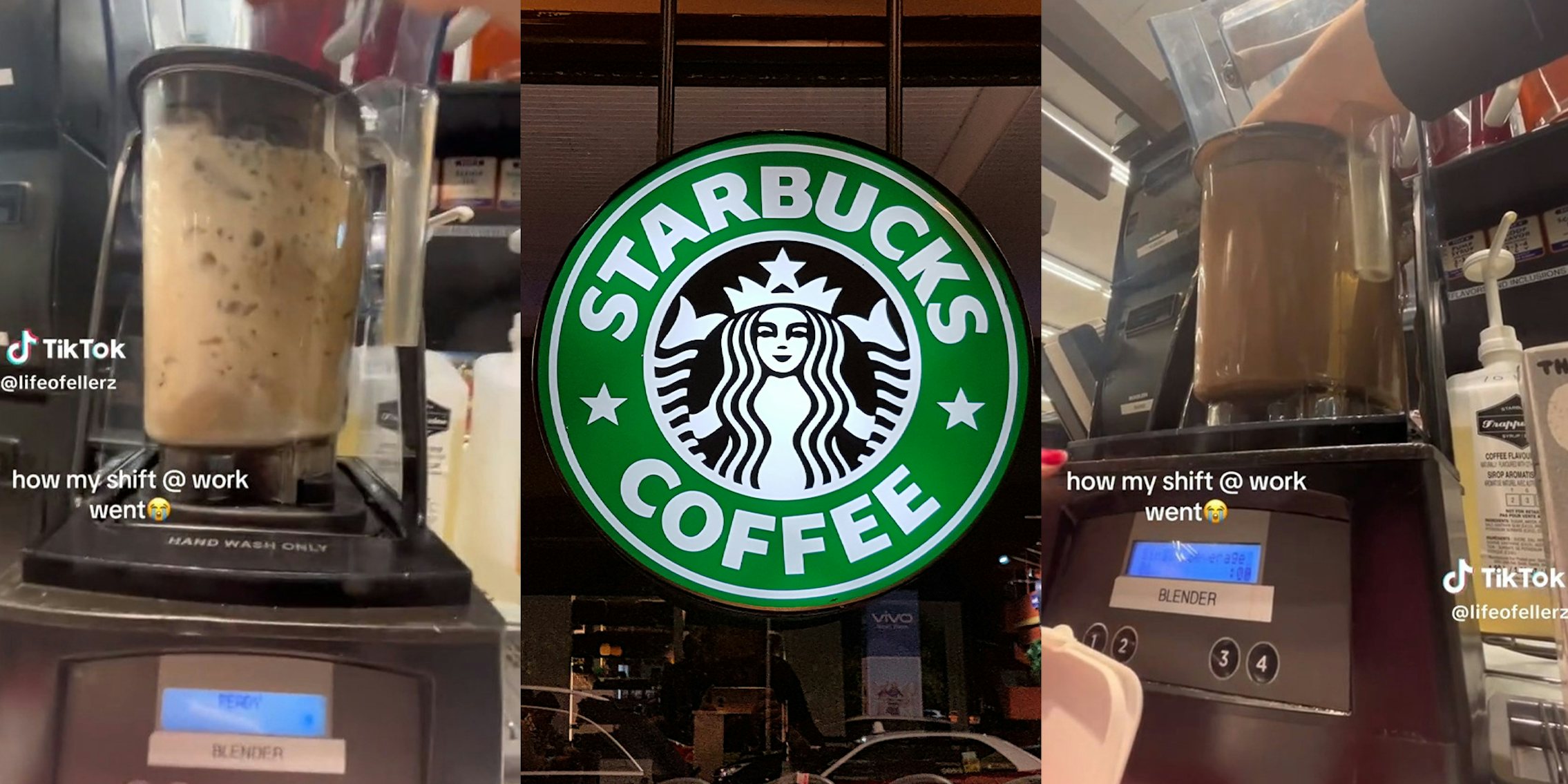 Starbucks barista blends 4 Venti Frappuccinos at once