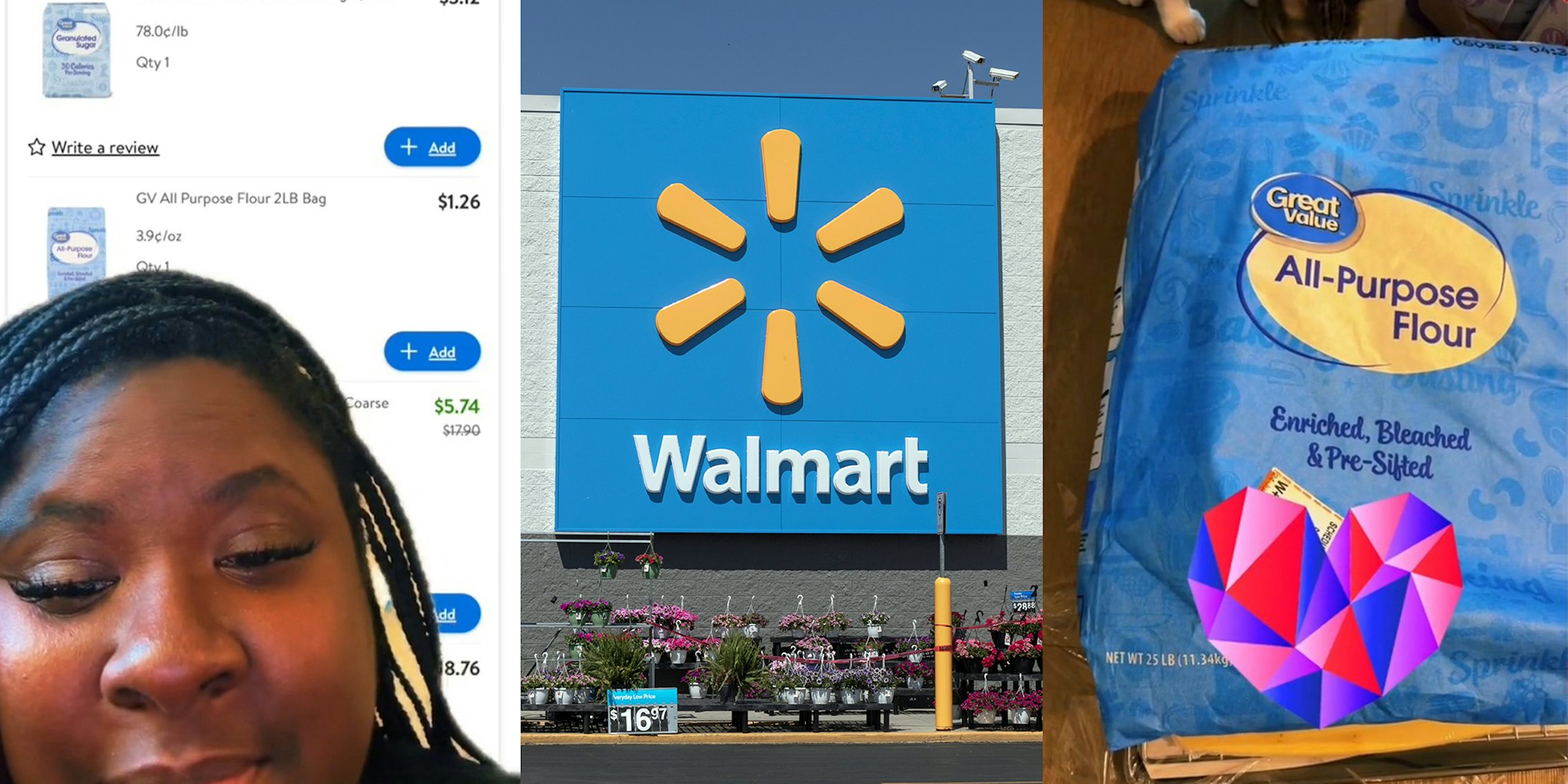 Walmart customer asks for 2-pound bag of Great Value flour. Walmart picker gives her 25-pound bag instead