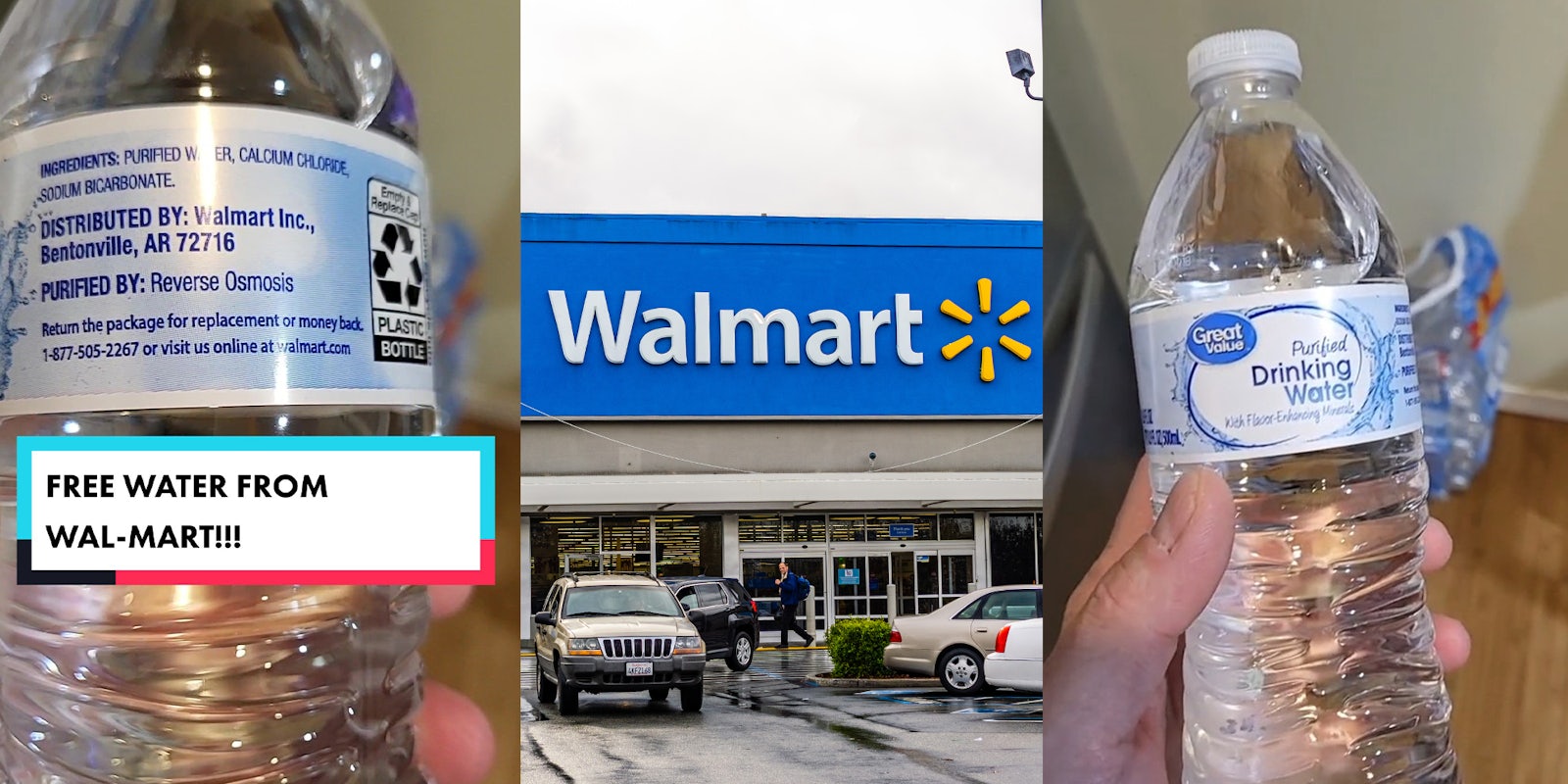 Walmart customer says you can replace empty Great Value plastic water bottles because it says so on package