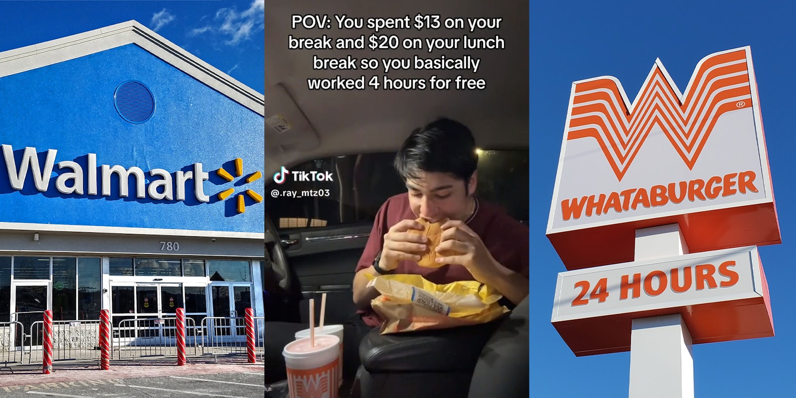 Walmart worker eats Whataburger on lunch break