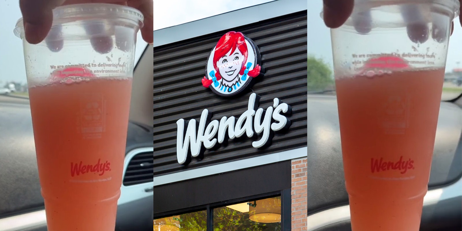Wendy’s customer orders large strawberry lemonade with no ice. It’s not full.