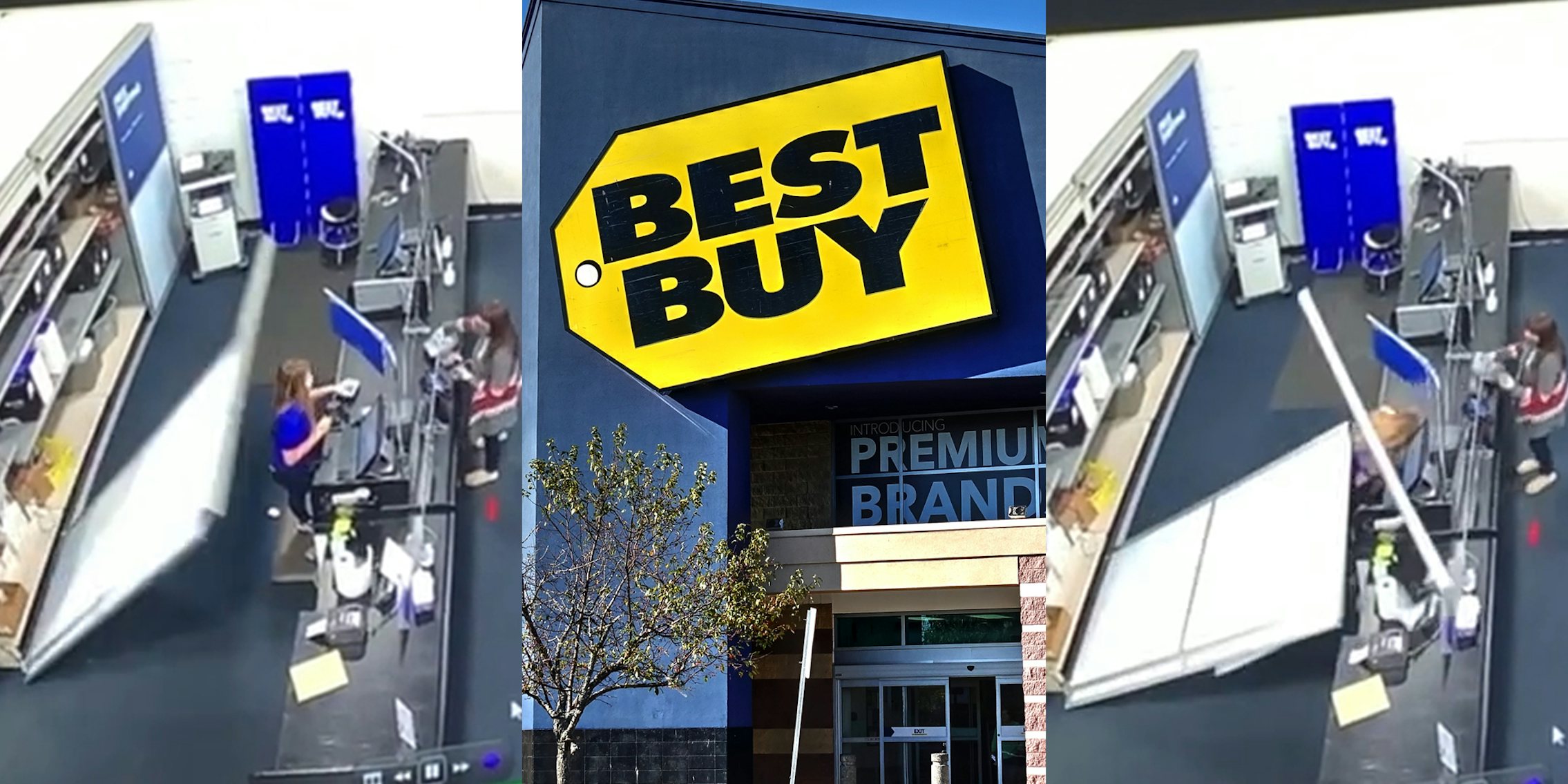 Young woman injured by falling door and metal bar in Best Buy