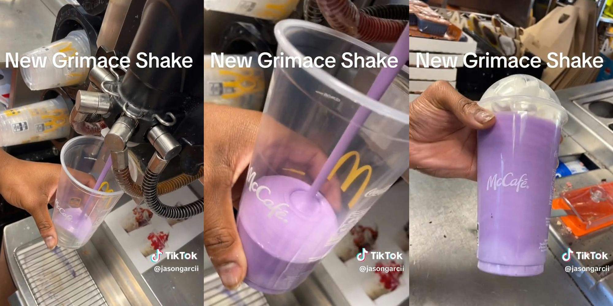 McDonald’s Worker Shows Off New Grimace Shakes