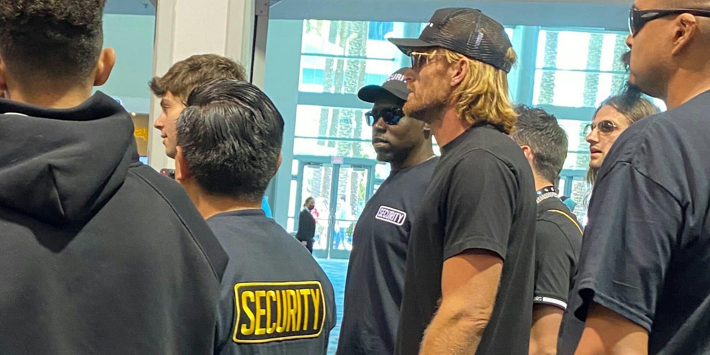 Logan Paul at VidCon surrounded by security