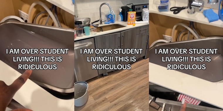 tenant's sink with caption 'I AM OVER STUDENT LIVING!!! THIS I RIDICULOUS' (l) tenant's sink with caption 'I AM OVER STUDENT LIVING!!! THIS I RIDICULOUS' (c) tenant's sink with caption 'I AM OVER STUDENT LIVING!!! THIS I RIDICULOUS' (r)