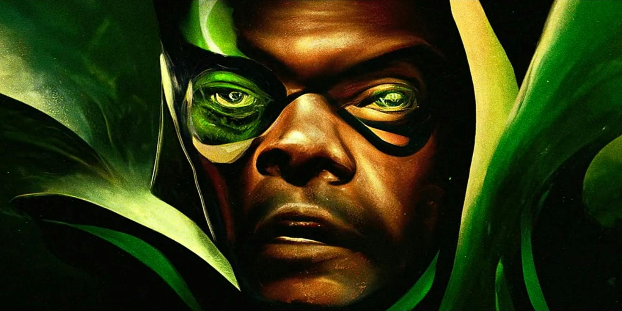 Secret Invasion AI art of Samuel L. Jackson with green background