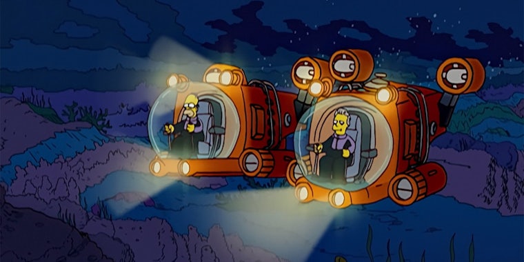 Homer Simpson and Mason Fairbanks in submersibles