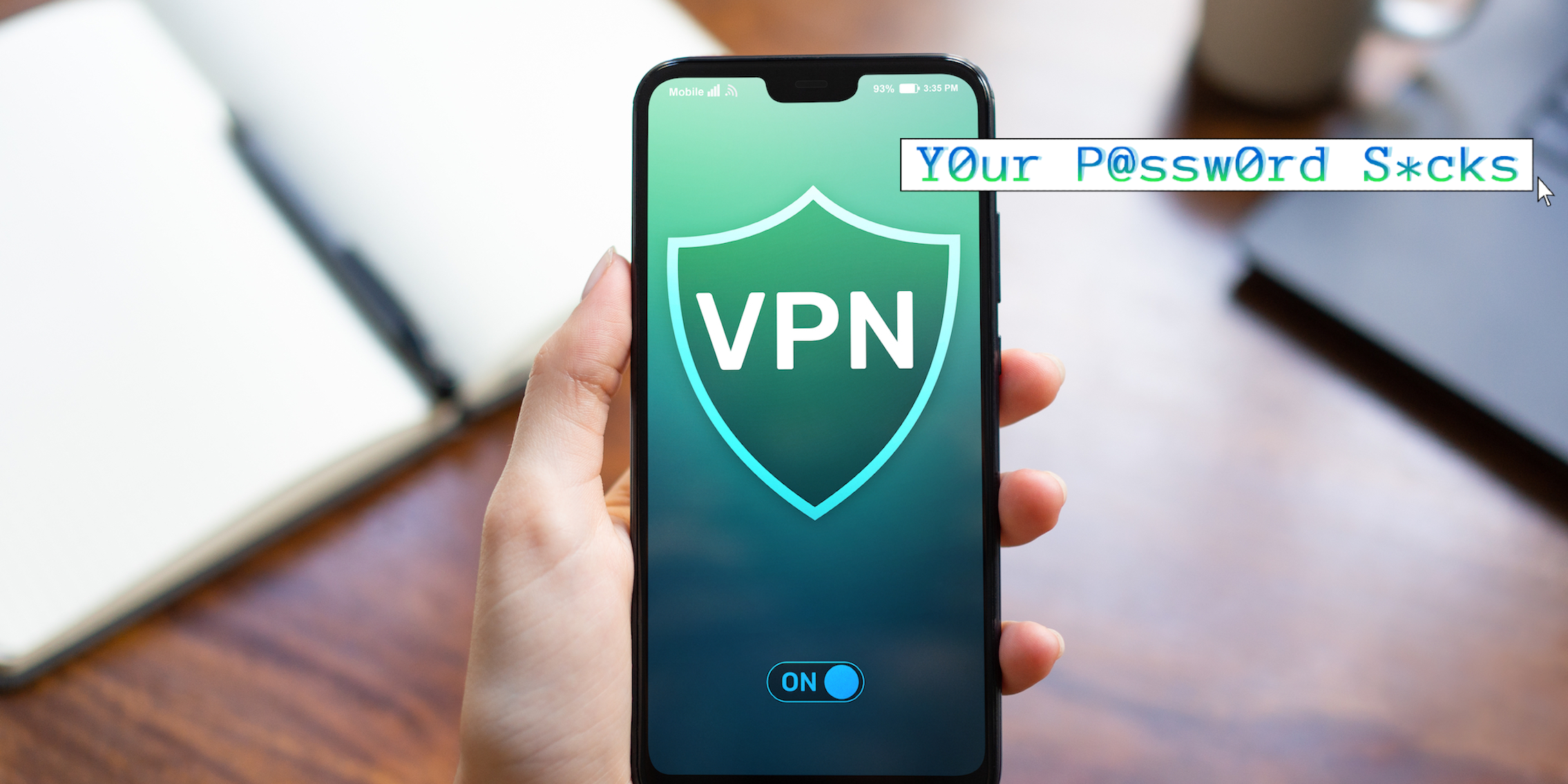 a person holding a phone connecting to a vpn service