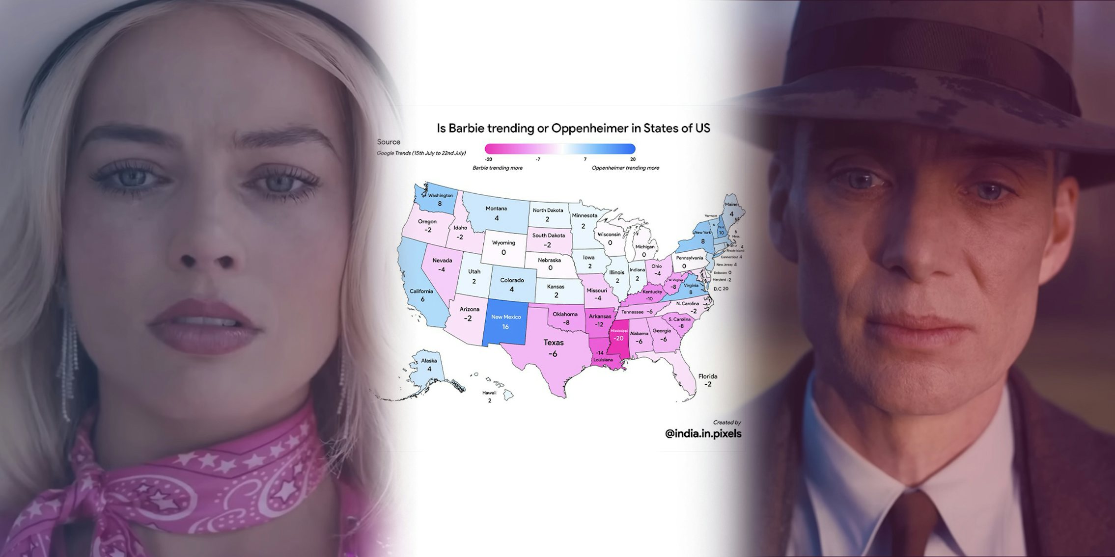 BARBIE AND OPPENHEIMER MAP