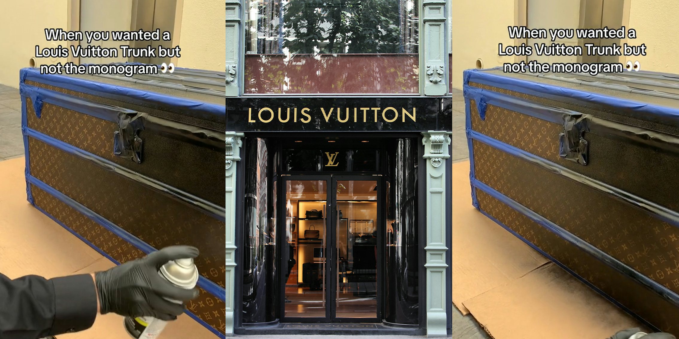 Louis Vuitton artist spray-paints monogrammed trunk black