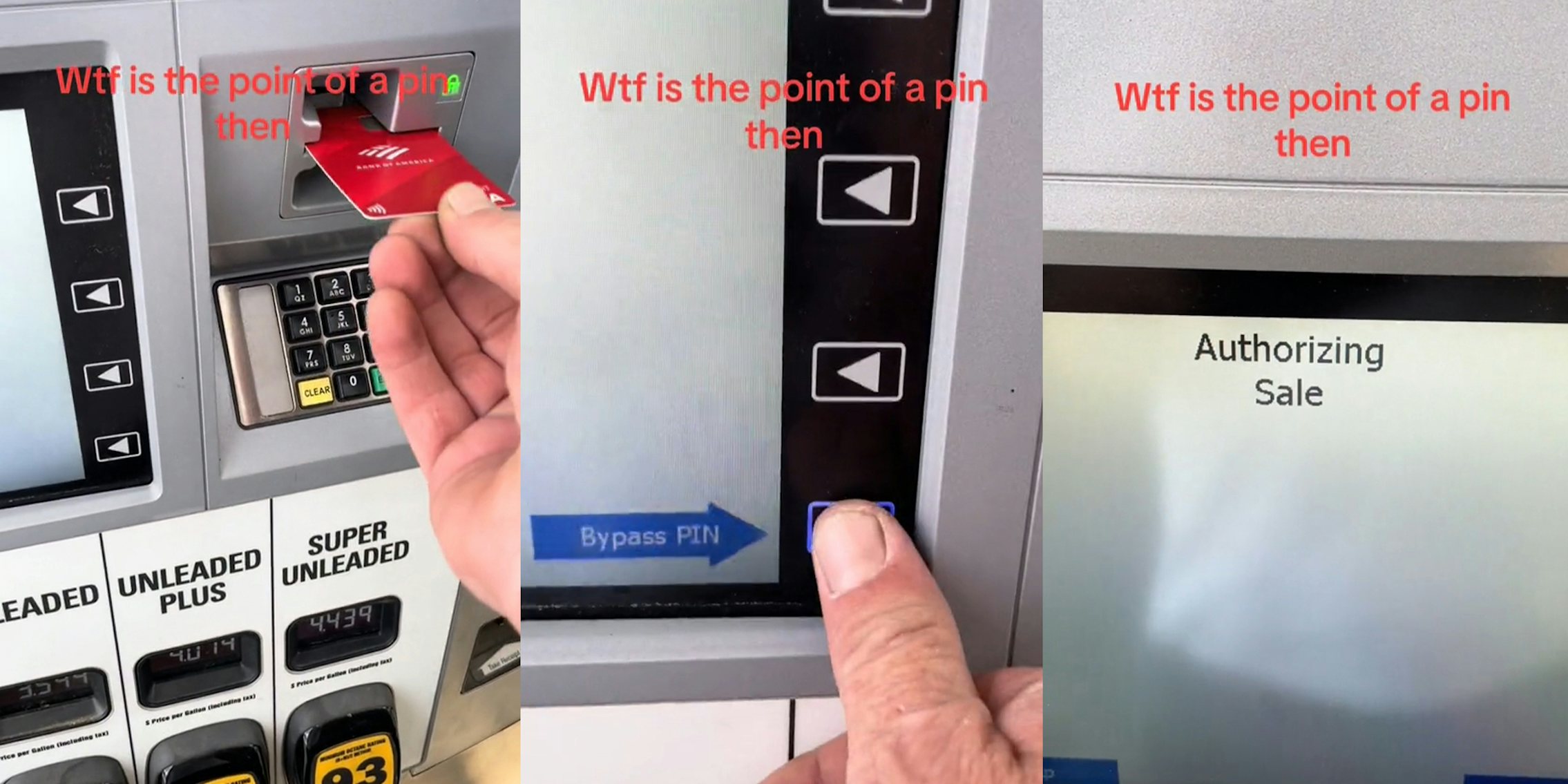 Customer shows fuel pump has a 'bypass pin' option when paying with card