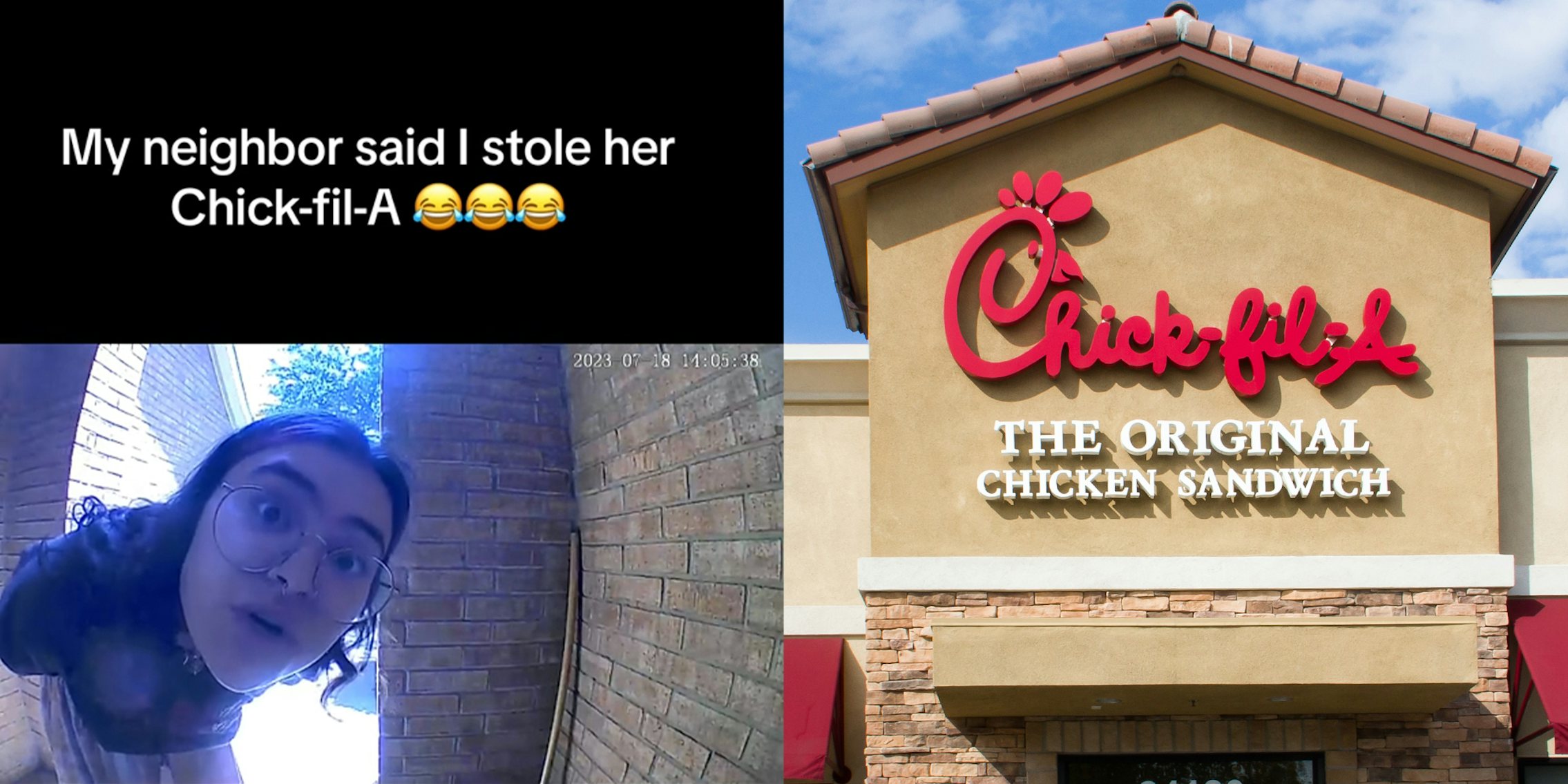 Delivery customer slams on neighbor's door after accusing them of stealing her Chick-fil-A