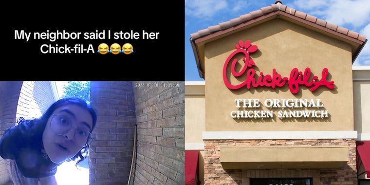 Delivery customer slams on neighbor's door after accusing them of stealing her Chick-fil-A