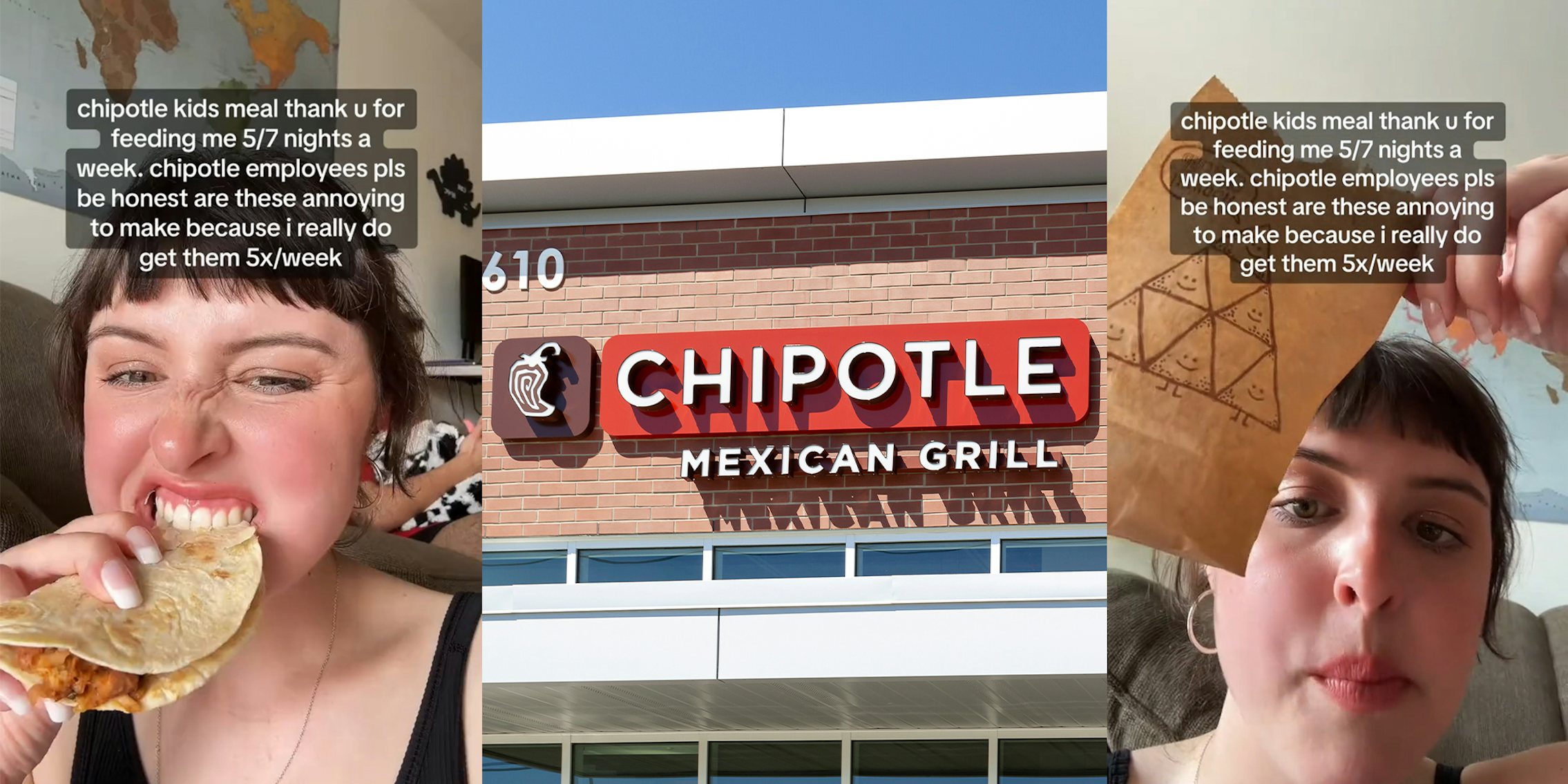 Woman eats chipotle kids meal every night