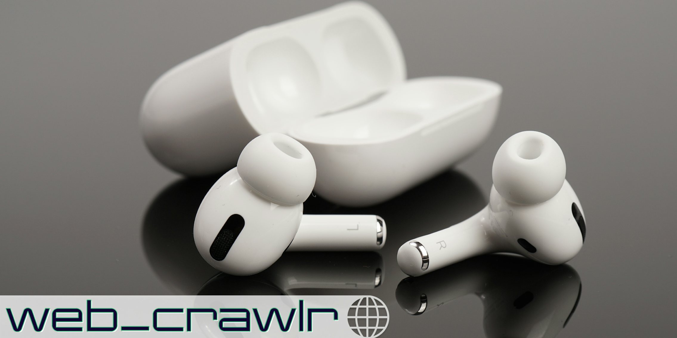 AirPods on a table. The Daily Dot newsletter web_crawlr logo is in the bottom right corner.