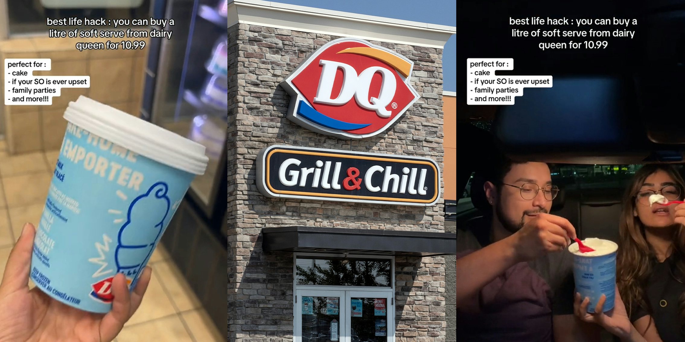 Dairy Queen customer orders 1 liter of soft serve ice cream for $10.99.