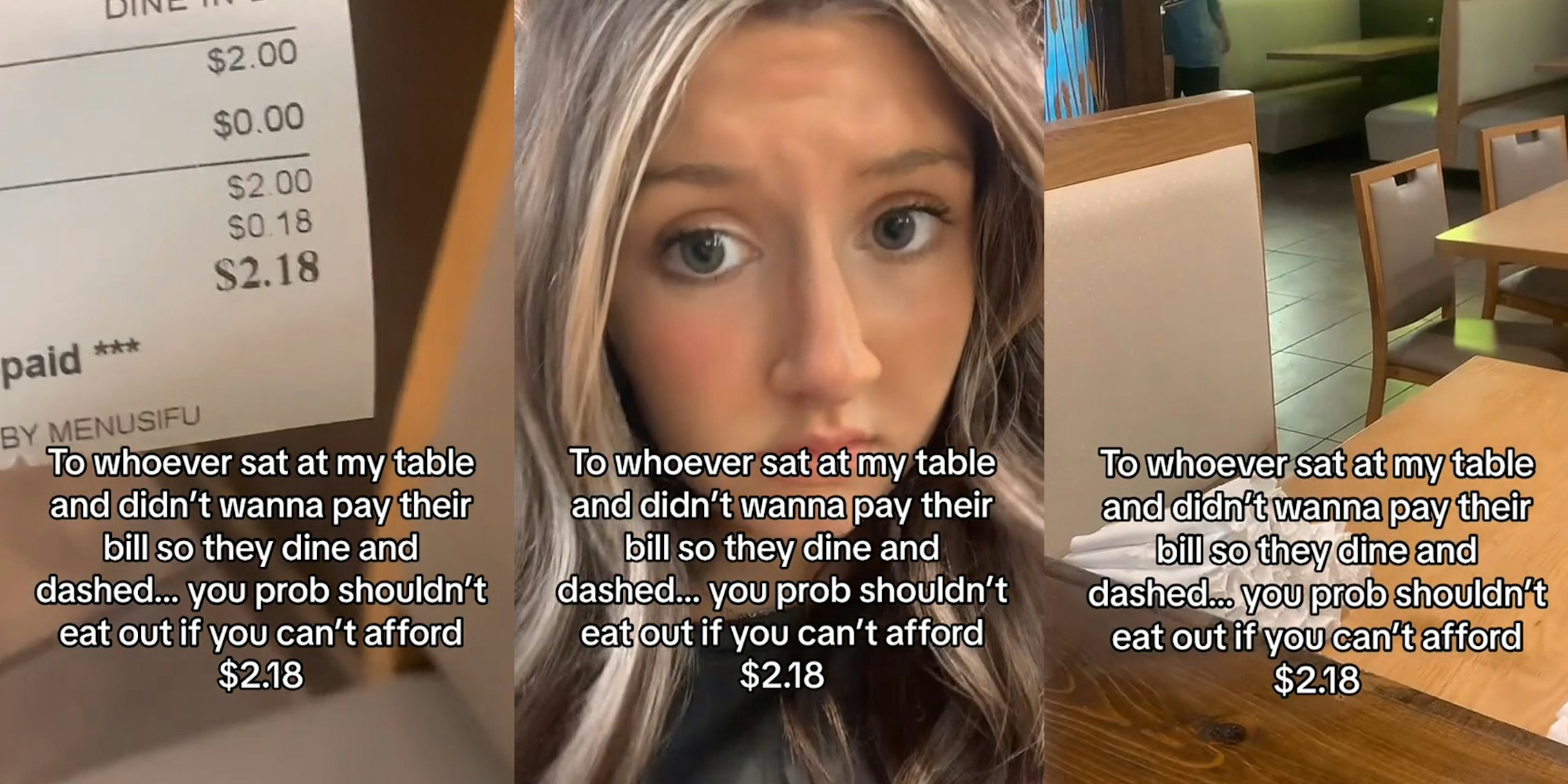 Server calls out customers who dine-and-dash on $2.18 bill