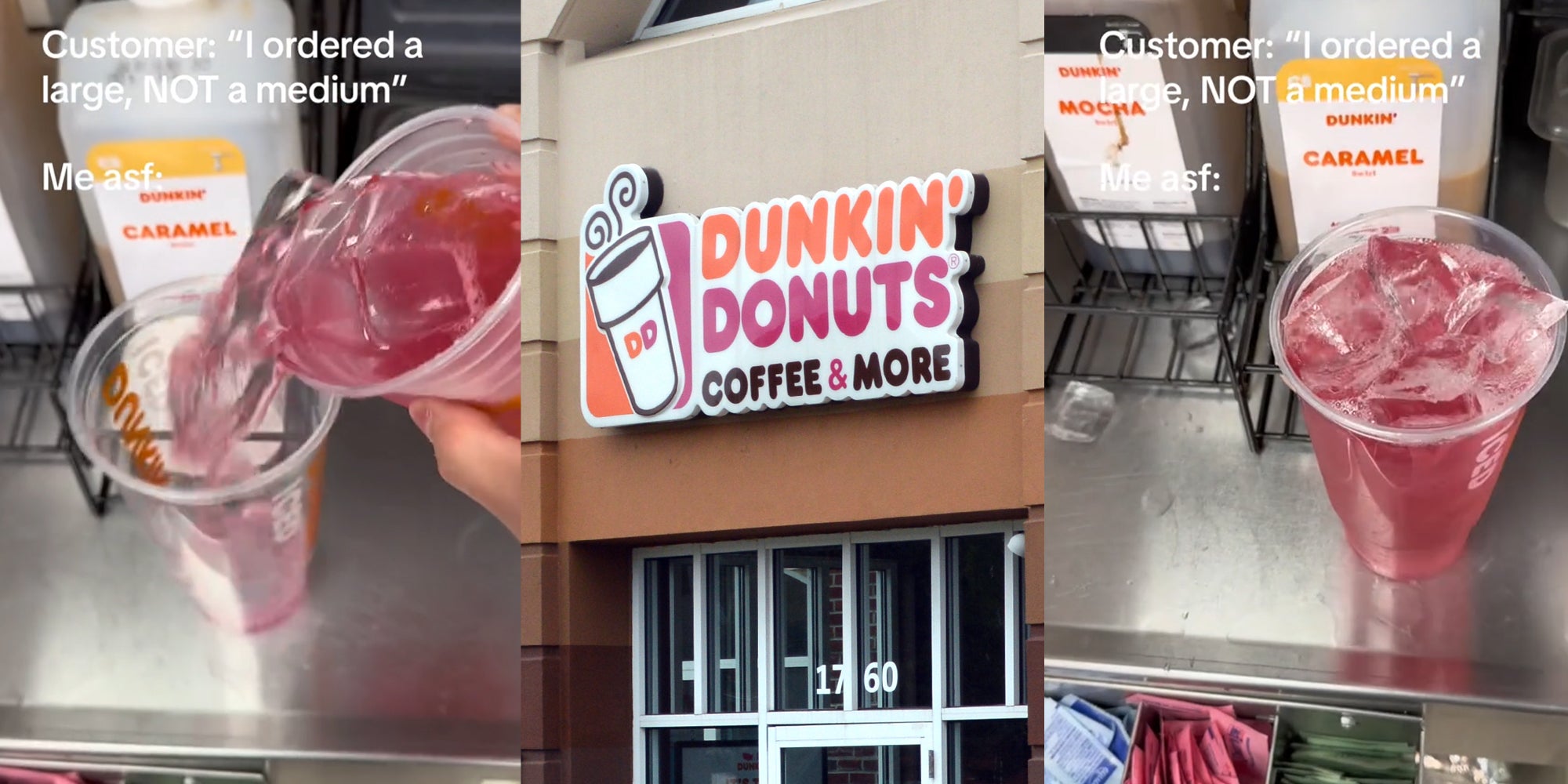 Dunkin' Worker Turns Medium Drink Into Large Drink with More Ice