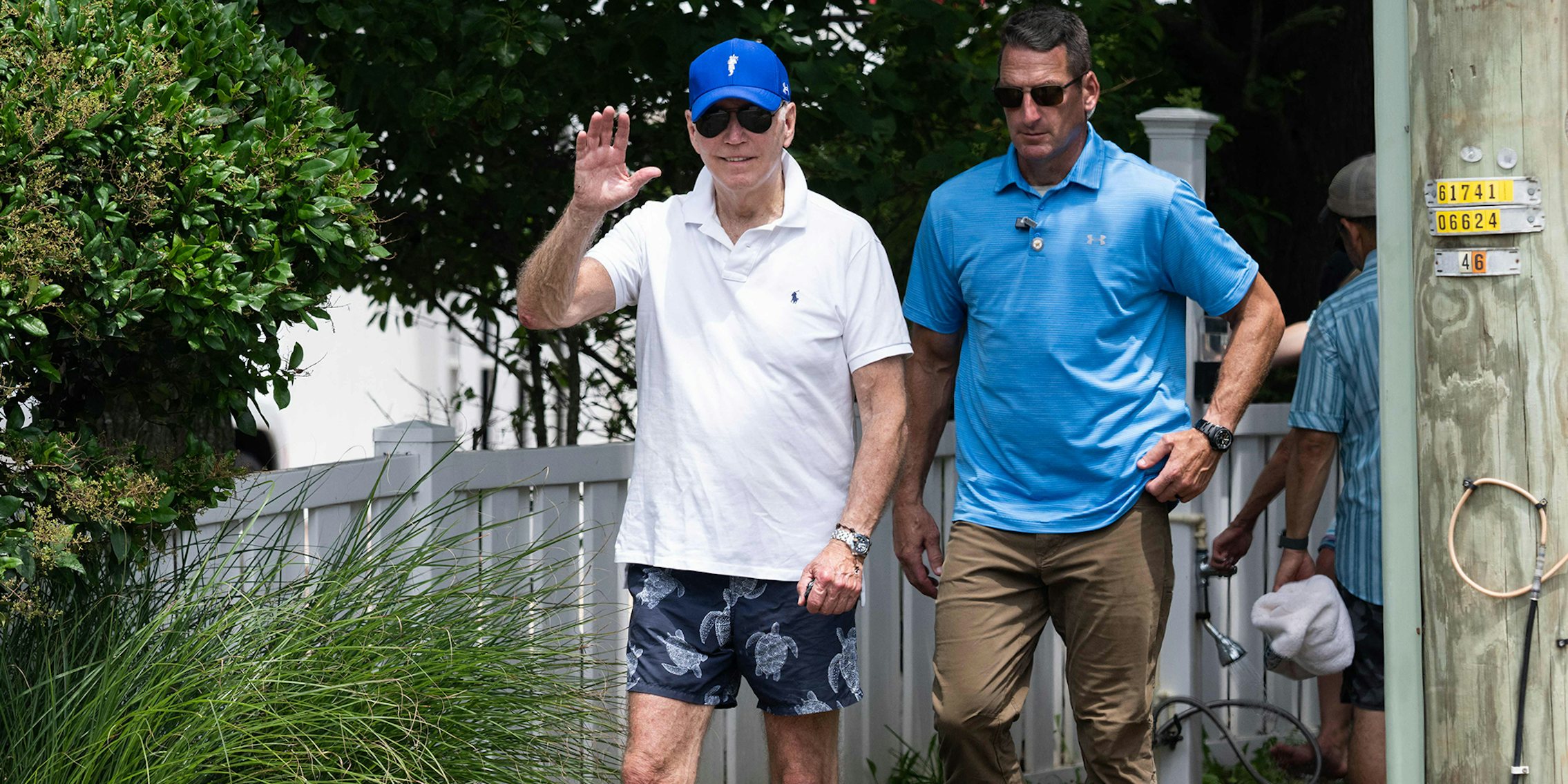 US President Joe Biden leaves the beach near his home in Rehoboth Beach, Delaware, July 8, 2023, as he spends the weekend at his vacation home.