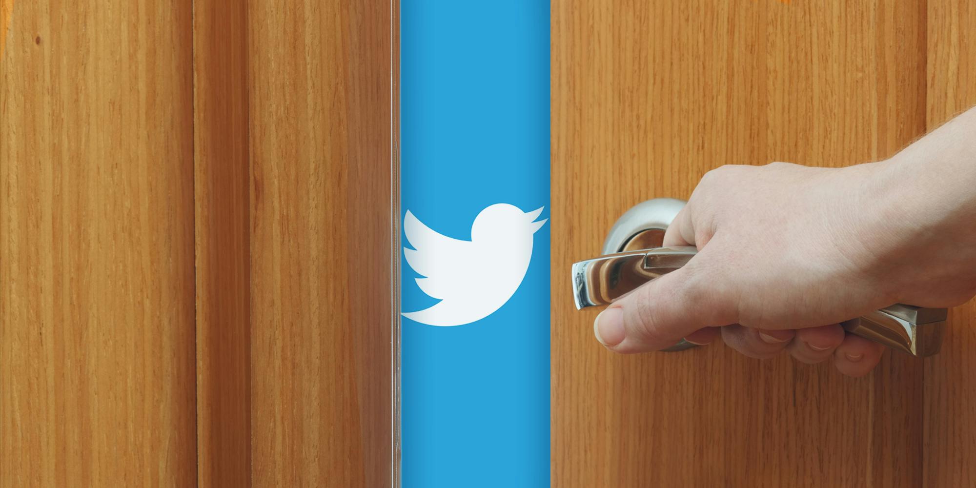 hand closing door with Twitter app peaking through opening
