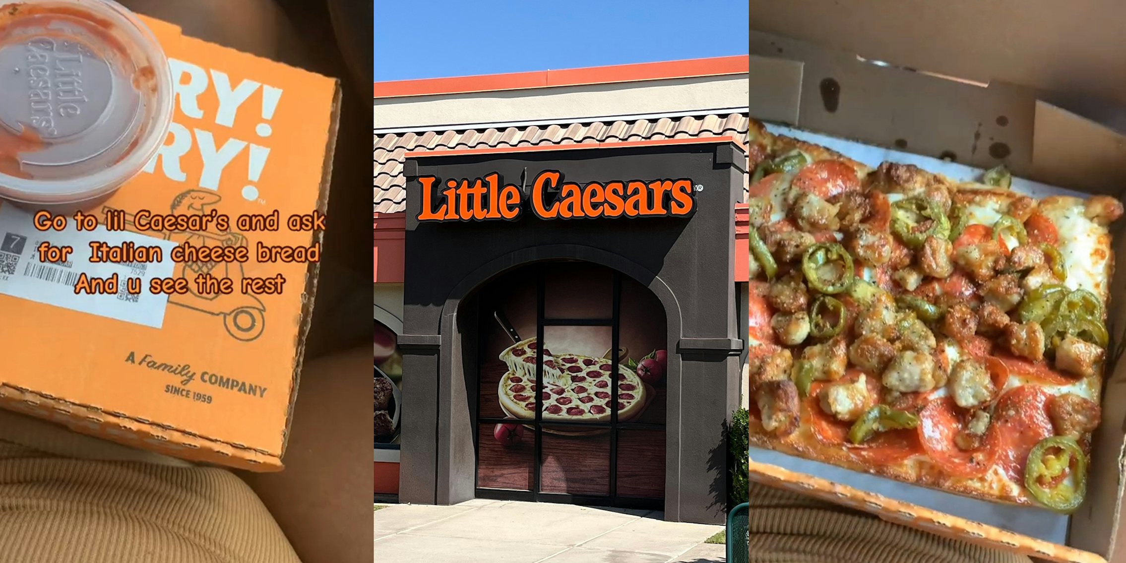 Little Caesars customer orders souped-up Italian cheese bread.