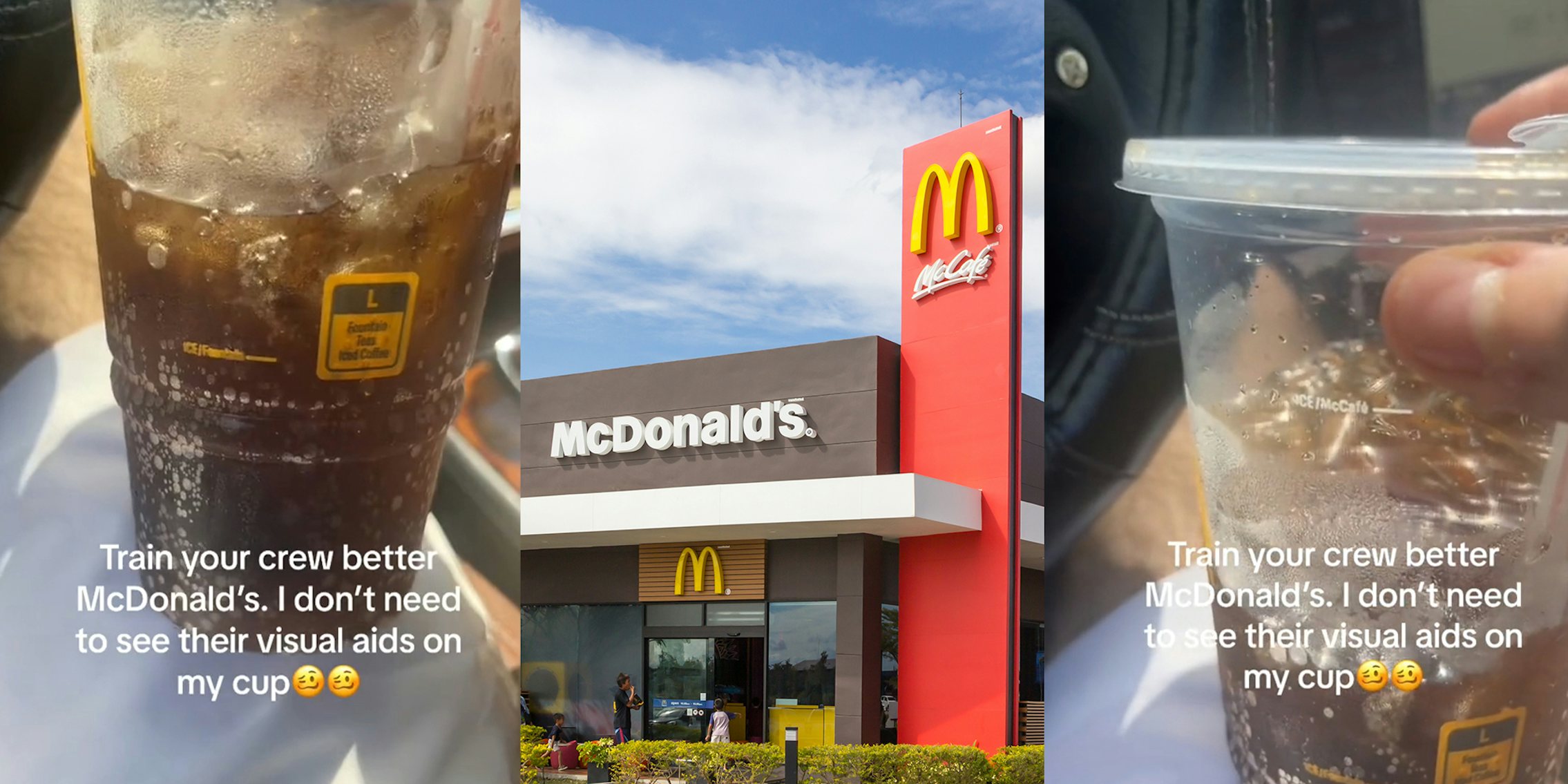 McDonalds Customer complains about 'visual aids' for workers on side of soda cup