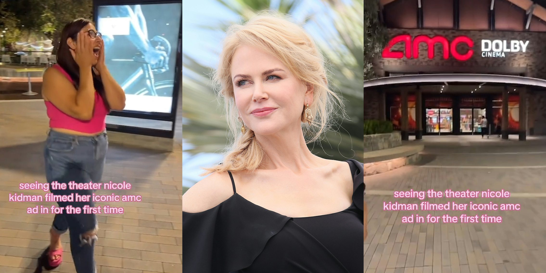 TikToker films herself seeing the AMC where they filmed the Nicole Kidman ad