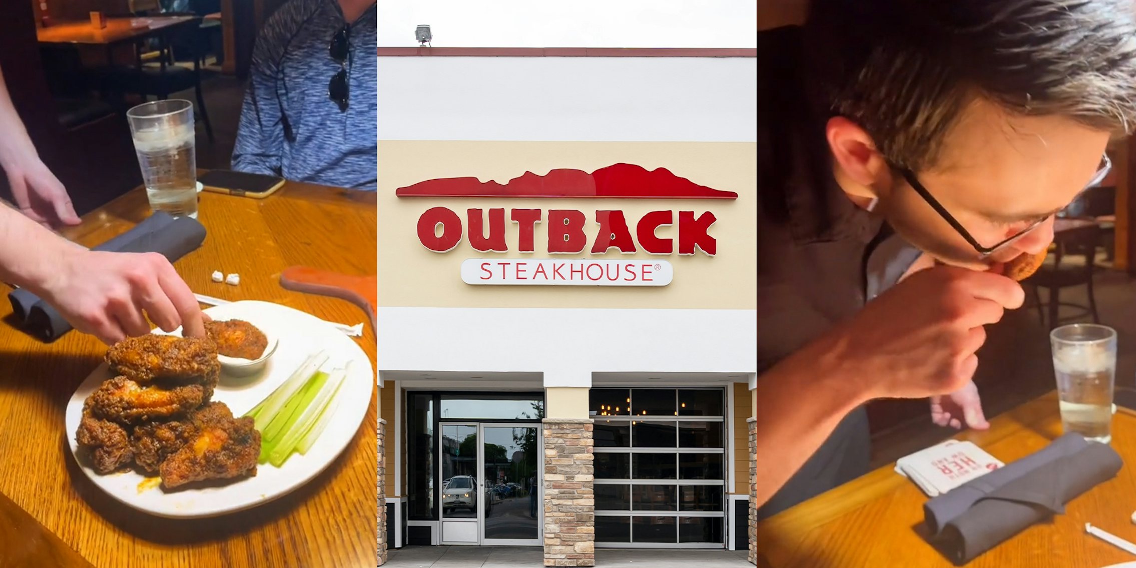 Outback Steakhouse server dips wings in customer's ranch