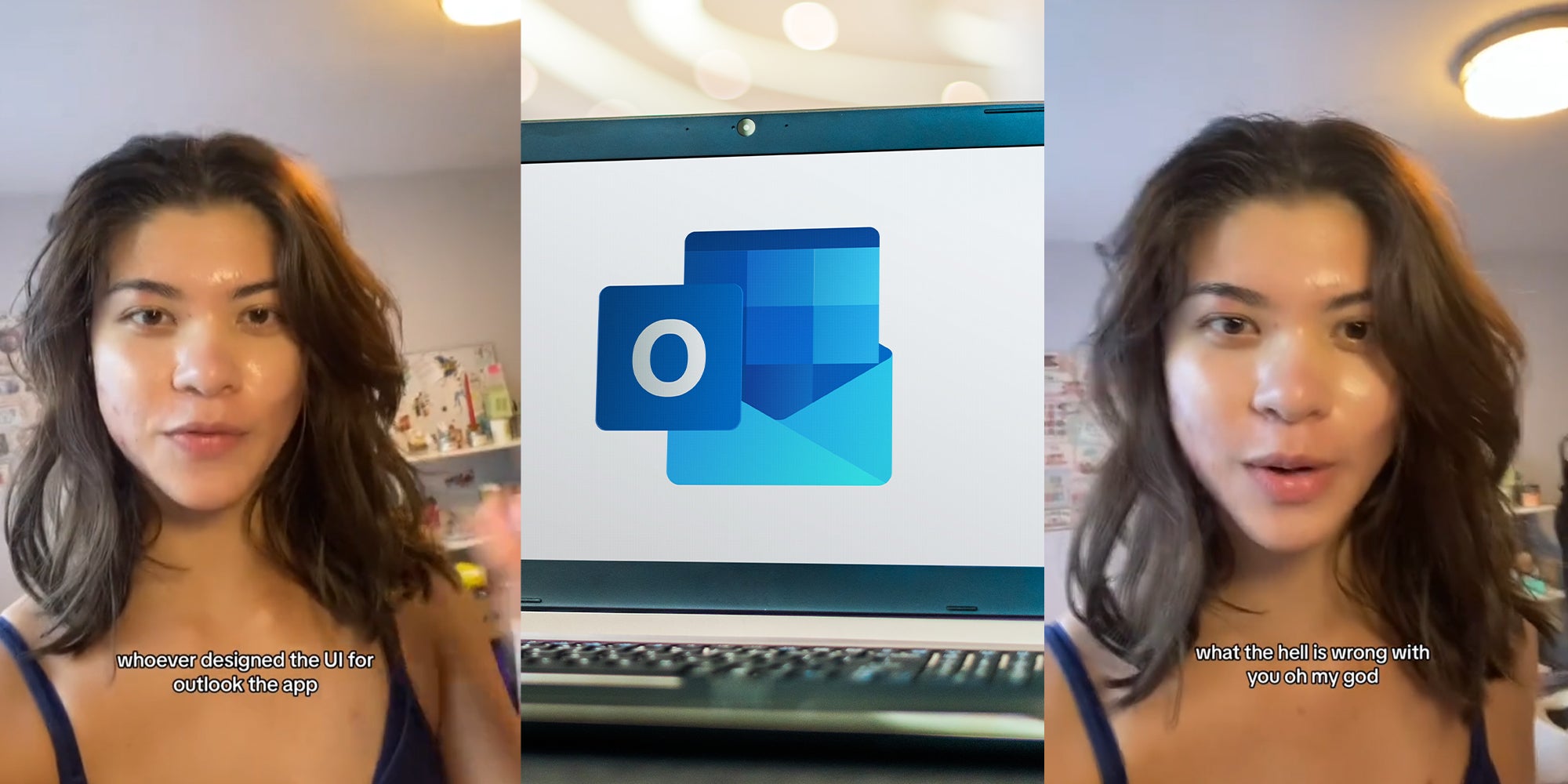 Worker tries to log out of Microsoft Outlook account. She has to click 'Delete Your Account'