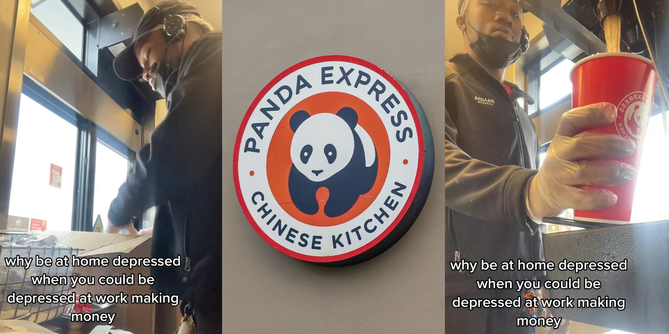 Panda Express worker shares how he prefers to be depressed at work than at home.