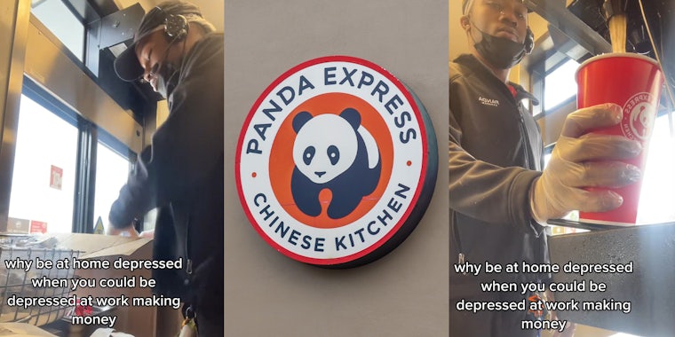 Panda Express worker shares how he prefers to be depressed at work than at home.