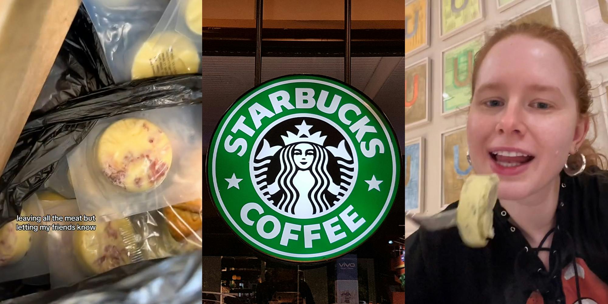 Dumpster-diver stocks up on food bites, whole bean coffee, and unused cups left behind closed down Starbucks