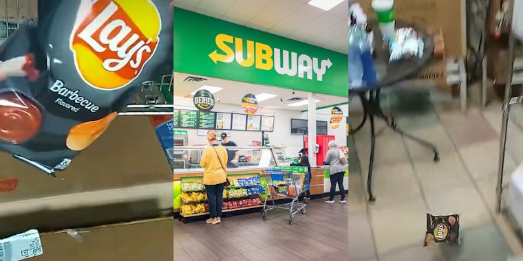 Subway worker exposes bag of Lays chips is just air