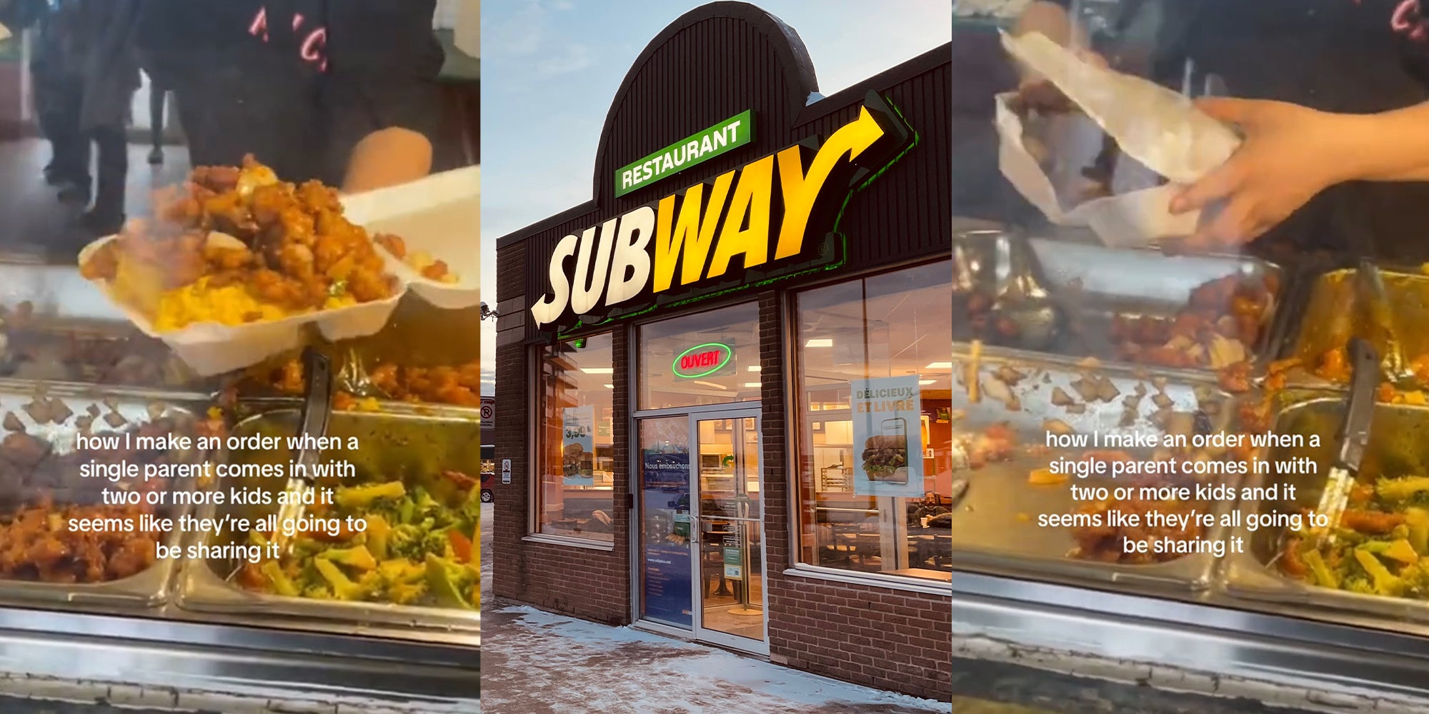 Subway Worker Gives Extra Food to Single Mom Sharing With Kids no i won’t charge you for the drinks just take them i won’t... 