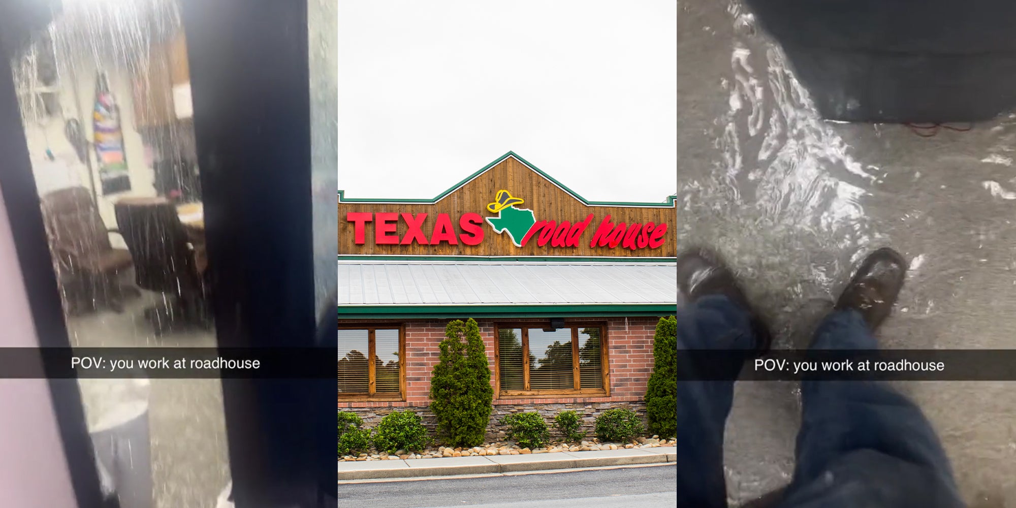 Texas Roadhouse server shows what the back of the restaurant looks like during dinner. It’s flooded