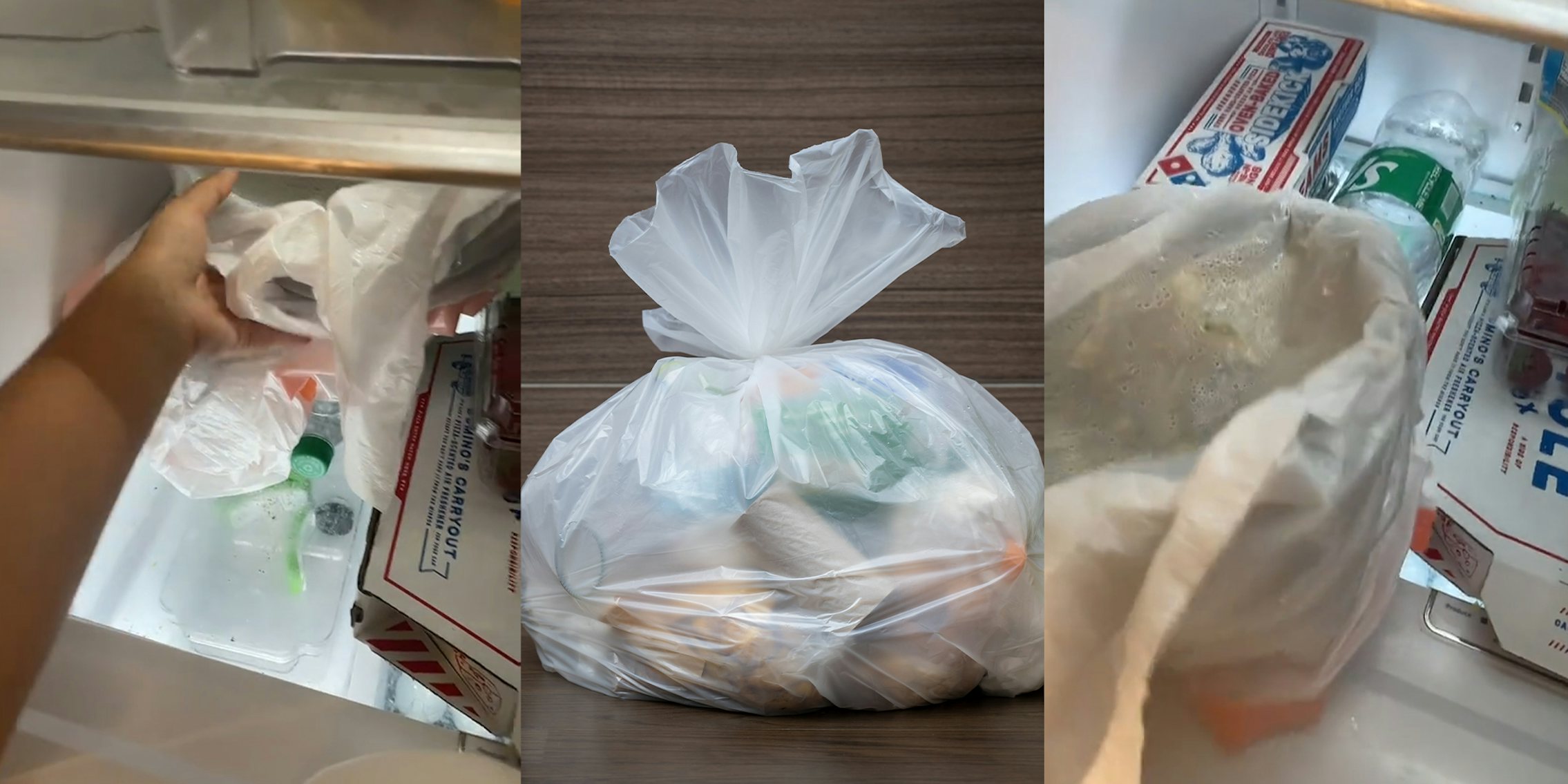 Trash bag inside of fridge