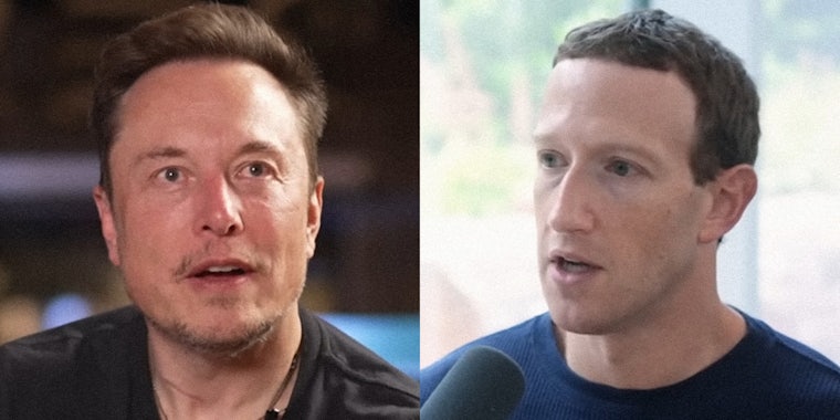 Elon Musk (l) Mark Zuckerberg (r)