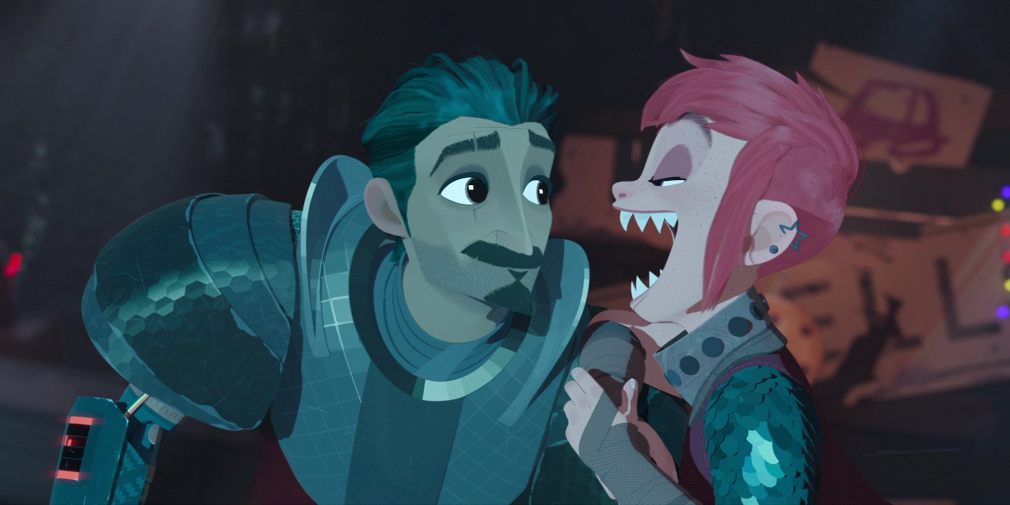 ballister boldheart (left) and nimona (right) in nimona