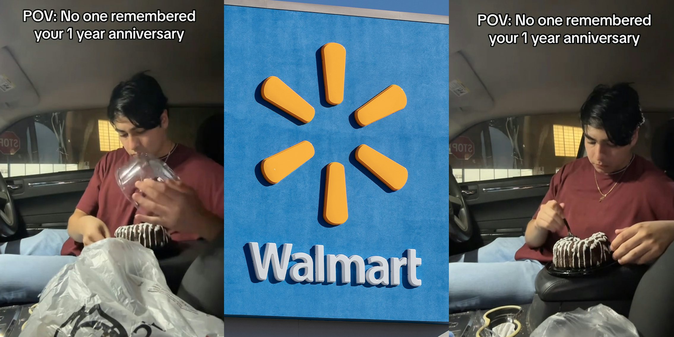 Walmart worker eats cake alone in car on 1-year anniversary because 'no one remembered'