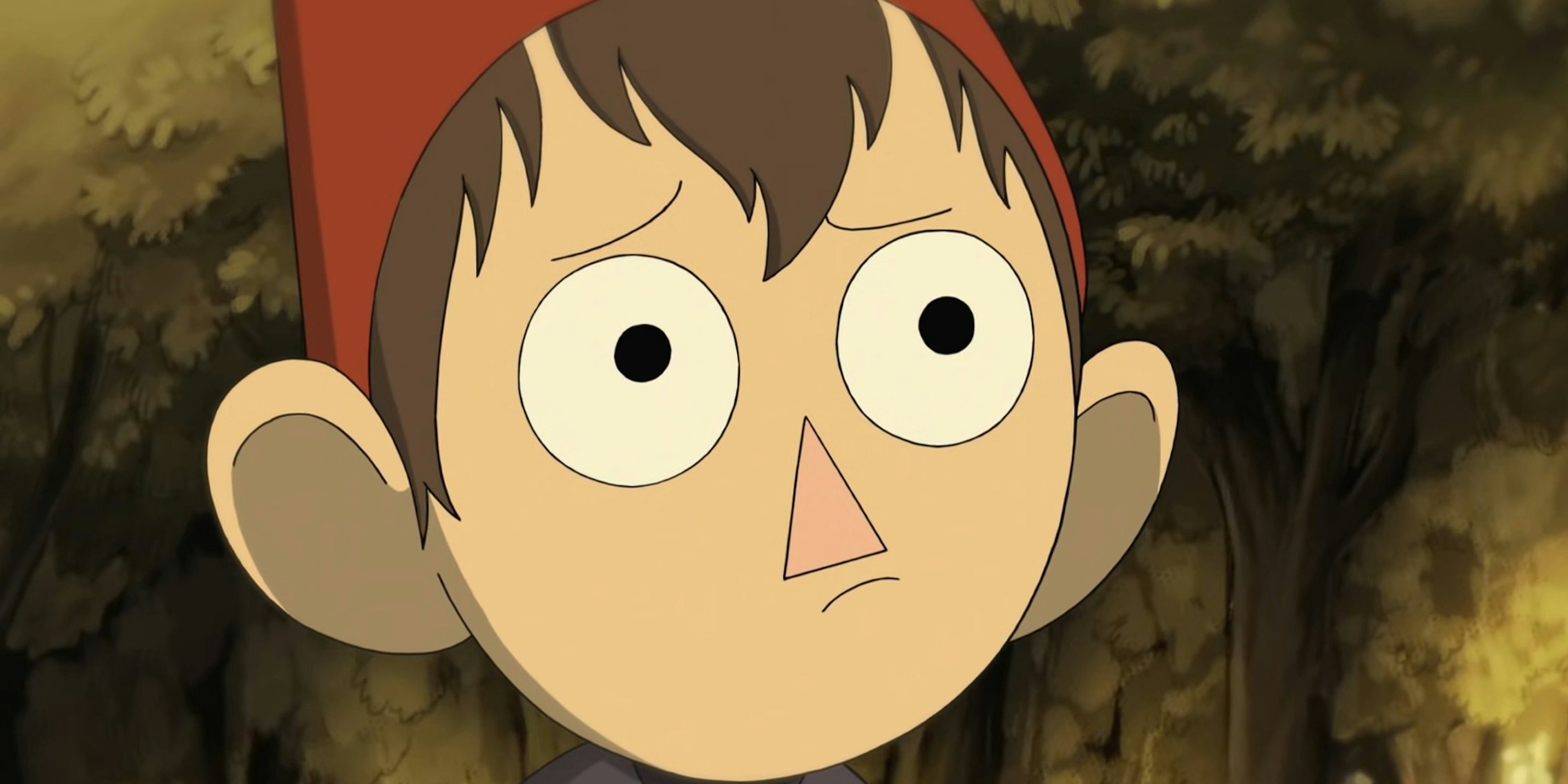 Wirt in Over the Garden Wall in woods with frown