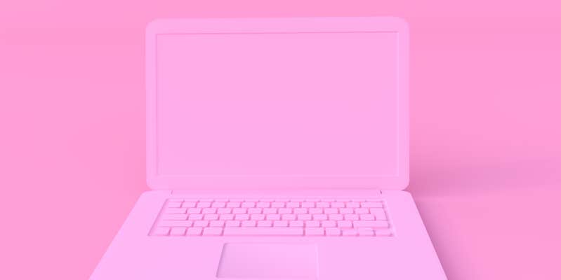 a pink latop on a pink background with pink keys and a pink screen